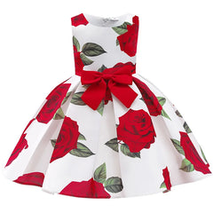Summer Kids Flower Dresses for Girls Christmas Children Clothing Dress Princess Brithday Wedding Party Baby Girl Dress With Bow