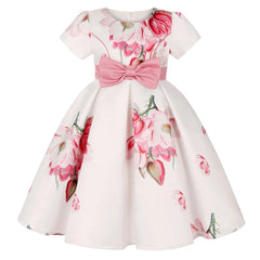 Summer Kids Flower Dresses for Girls Christmas Children Clothing Dress Princess Brithday Wedding Party Baby Girl Dress With Bow