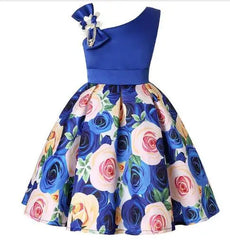 Summer Kids Flower Dresses for Girls Christmas Children Clothing Dress Princess Brithday Wedding Party Baby Girl Dress With Bow