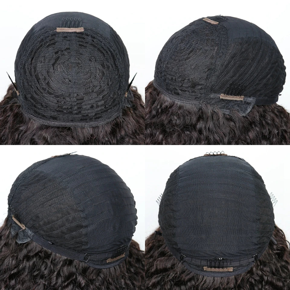 Mongolian Afro Kinky Curly wig with bangs wear to go Glueless wig Remy Brazilian Short Curly Bangs Wig Human Hair