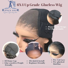 Royce 4x6 Glueless Full Hd Lace Frontal Wig,Cuticle Aligned Virgin Raw Indian Hair Wig,Unprocessed 100% Lace Human Hair Wigs