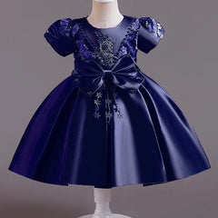 Toddler Baby Girl Birthday Princess Dresses Newborn Wedding Party Dress for Girls Infant Embroidery Bow Summer Clothes