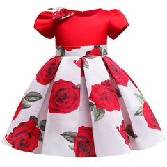Summer Kids Flower Dresses for Girls Christmas Children Clothing Dress Princess Brithday Wedding Party Baby Girl Dress With Bow