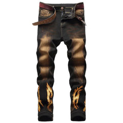 2021 Men's  Fashion High Quality Printed Jeans Men Hip Hop Streetwear Cotton Denim Pants Slim Fit Male Casual