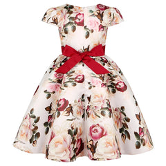 Summer Kids Flower Dresses for Girls Christmas Children Clothing Dress Princess Brithday Wedding Party Baby Girl Dress With Bow