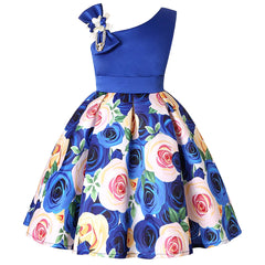 Summer Kids Flower Dresses for Girls Christmas Children Clothing Dress Princess Brithday Wedding Party Baby Girl Dress With Bow