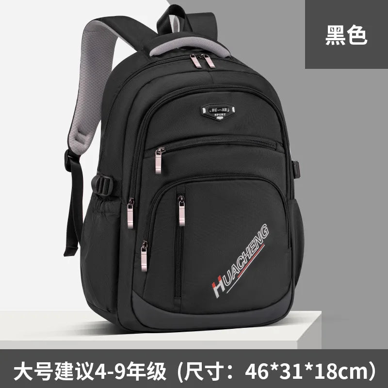 Lightweight Durable Large-Capacity Waterproof Oxford Backpack Fashion Schoolbag for Junior High Students Grades 1-9