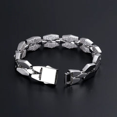 Hip Hop Rapper Miami Cuban Chain Bracelet CZ Zircon Ice Out Men's Copper Bracelet