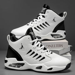 Men's High-Top Basketball Shoes Feature a Breathable Mesh Design