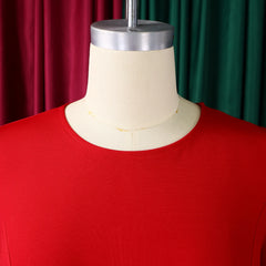 2026 Women's Elegant Simple Solid Color Dress Round Neck A-Line Shape Slimming Effect Waist-Slimming Full Dress