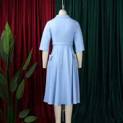Elegant Plus-Size Women's Dress 2025 Fashion High-Waisted Skirt Suit Collar Trendy