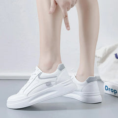Women's Shoes Platform Sneakers Lace-Up Women Running Shoes Outdoor Breathable Tennis Shoes PU Leather  Casual