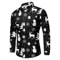 Christmas Theme Men's Christmas Trees Printed Shirts Snowflake Grad Shirts