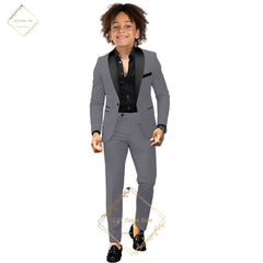 Children's dress suit, 2~16 years old boy wedding party dinner birthday tuxedo, elegant black shawl collar design concept