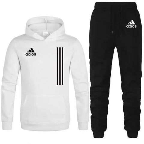 New autumn and winter men's long-sleeved pullover hoodie + pants 2-piece fashionable outdoor running men's sportswear set