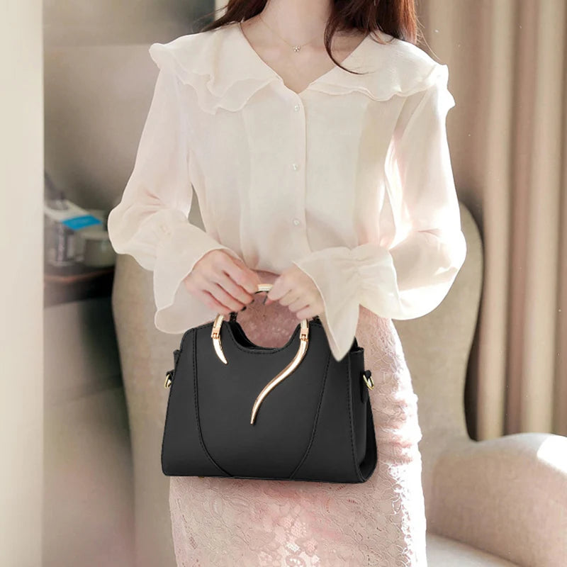 Cat Shaped Handle Women Handbag Trendy And Fashionable, Solid Color, Simple And Casual Crossbody Shoulder Shell Bag