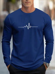 Fashionable men's autumn new striped print comfortable soft long sleeved