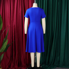 2026 Women's Elegant Simple Solid Color Dress Round Neck A-Line Shape Slimming Effect Waist-Slimming Full Dress