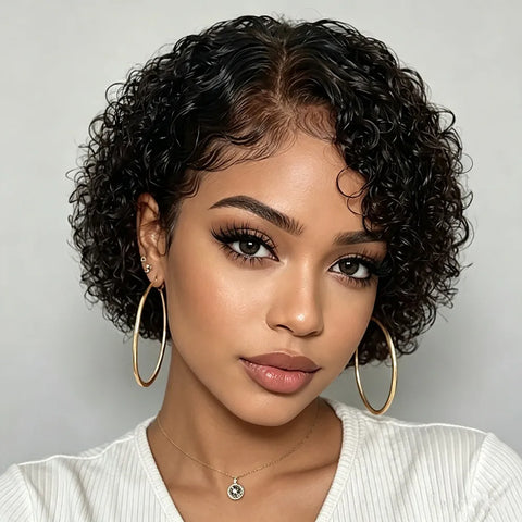 pixie cut wig party use wig brown burgundy color pixie wig pixie cut human hair wig for women gift wig 13x4 frontal lace human hair wig natural% density  short