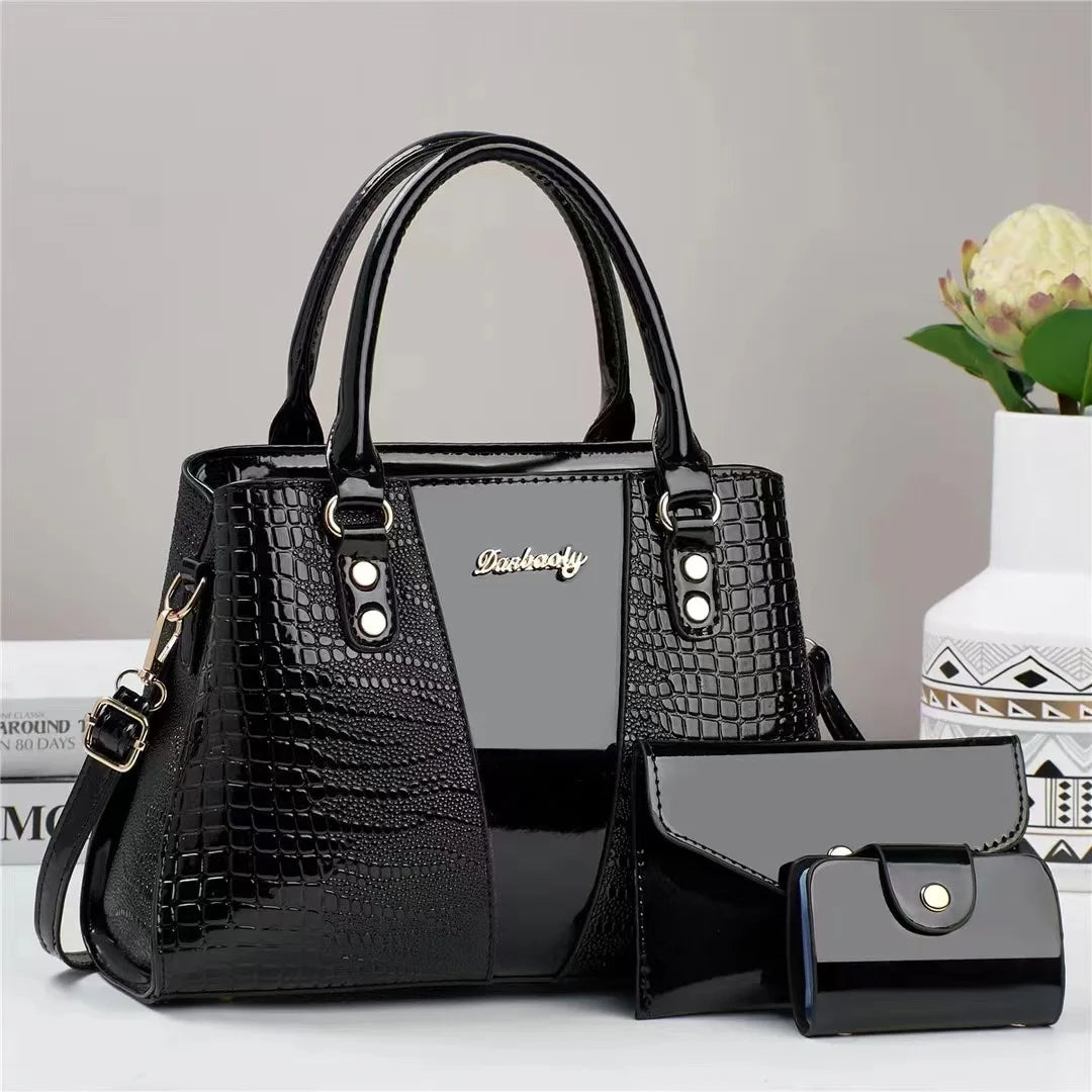 2024 Large Capacity Crocodile Patterned Crossbody Composite Bag High Quality PU Single Shoulder Tote Bags Women Fashion Handbags