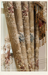 Custom New 3D Embossed Luxury Curtains for Living Dining Room Bedroom European Flower High-end Textured Noble Valance Tulle Cort