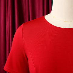 2026 Women's Elegant Simple Solid Color Dress Round Neck A-Line Shape Slimming Effect Waist-Slimming Full Dress