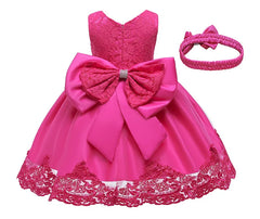 3-12 Years Summer Cute GIrls Dress Big Bow Lace Mesh Party Princess Dress For Girls Children