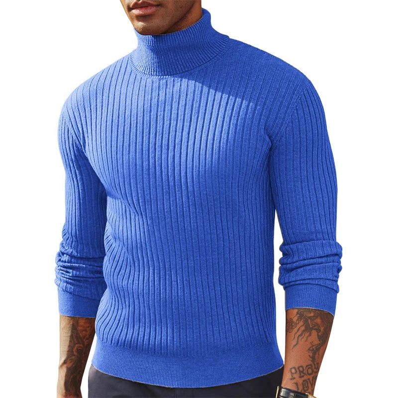 Autumn Men's Slim Fit Long Sleeve Turtleneck Sweater Casual Knitted Pullove Winter Top