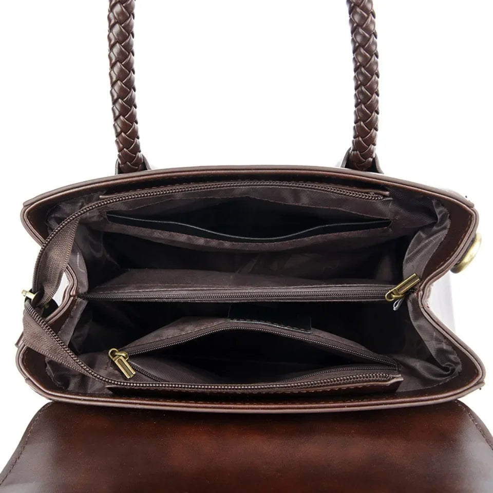 Retro High Quality Oil Leather Women Top-handle Shoulde Bags Vintage Casual Totes Trendy Lock Designer Handbag Small