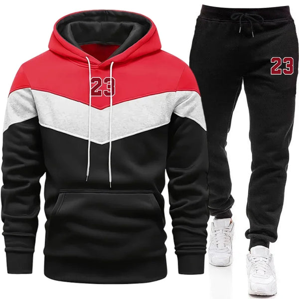 Jogging Mens Tracksuit Print Casual Sweatshirt Quality Outdoors Sports Man Clothing Autumn Winter Warm Single Piece Hoodie Pants
