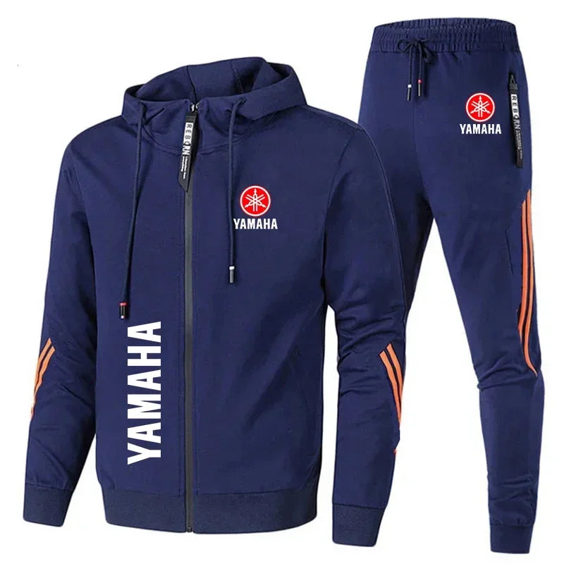 Men's Yamaha logo printed sportswear warm sportswear set, men's autumn and winter jacket Yamaha men's clothing