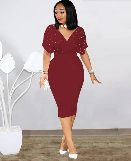 Fashion Party Dress For Wonen Sexy V Neck Package Hip Elegant Dresses 2025