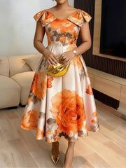 African Dresses for Women Elegant 2026 Dashiki Spring Summer Midi Dress