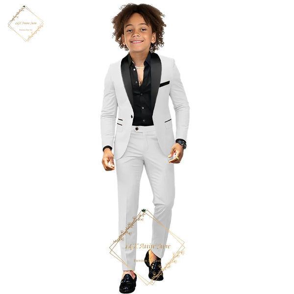 Children's dress suit, 2~16 years old boy wedding party dinner birthday tuxedo, elegant black shawl collar design concept