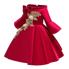 Fashion Floral Flower Girl Dresses for Weddings Solid Children Dresses princess