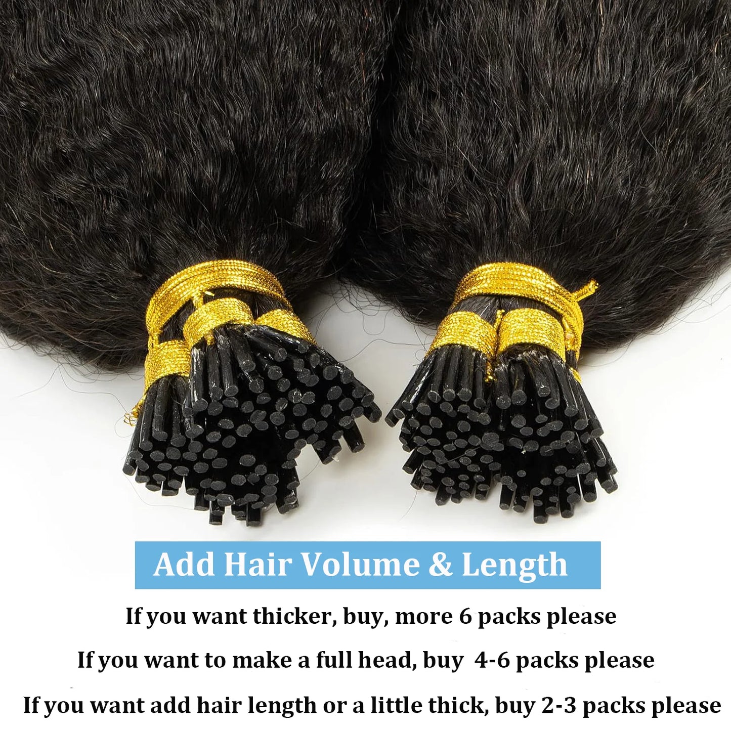Kinky Straight I Tip Hair Extensions Real Human Hair 100% Brazilian Virgin Hair Itip Human Hair Extensions For Women 50 Gram #1B