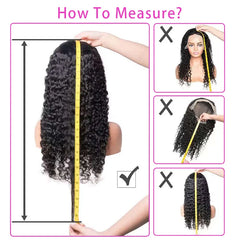 Short Curly Water Wave Human  Bob Wigs Transpare Lace F