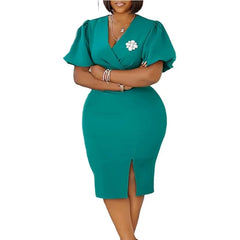 C8633 African Women's Fashionable Summer V-neck Sleeveless Dress