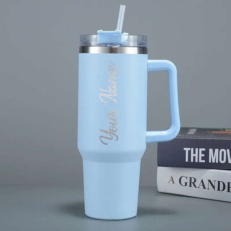  Custom Name Bingba Cup Car 40oz Large Capacity Portable Handle Cup 304 Stainless Steel Insulation Cup Coffee Insulation Cup