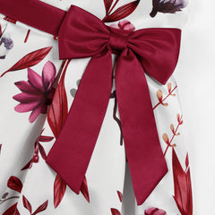 Foreign Trade Hot New Small Flying Sleeve Girl Dress Bow Print Princess Birthday Party Clothing