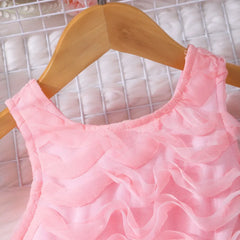 Kids Girl Princess Dress Summer Party Pink Sleeveless Floral Toddler Girls Costume Cute Fashion Children Dresses 3 4 5 6 7 Yrs