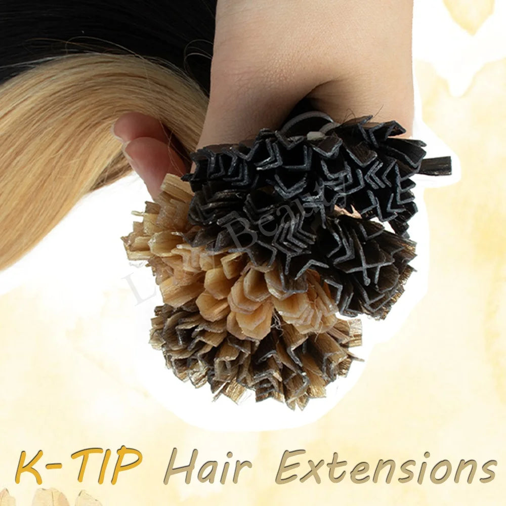 K Tip Nail Tip Hair Extensions Human Hair Keratin Tip Hot Fusion Human Hair Extensions Black Brown Brown Pre Bonded Hair 50pcs