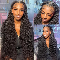 13X6 Deep Wave Frontal Wig 13x4 HD Transparent Lace Frontal Remy Glueless Deep Curly
