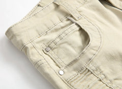 Trendy Brand Motorcycle Men's Jeans Unique Ripped Slim Fit Streetwear High Elasticity Smooth Slimming Effect Casual Denim