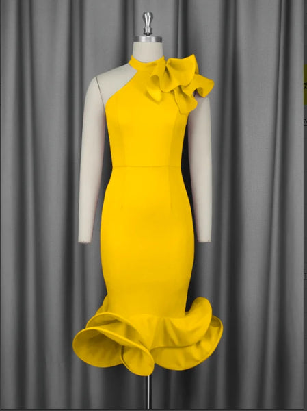 Elegant Party Dresses For Women Tierred Hem Ruffles Sleeveless Package Hip Bodycon Event Birthday African Female Wedding Guest