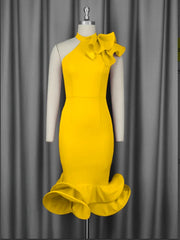 Elegant Party Dresses For Women Tierred Hem Ruffles Sleeveless Package Hip Bodycon Event Birthday African Female Wedding Guest