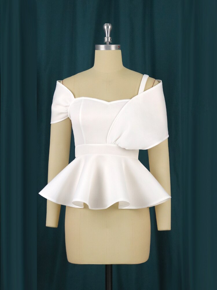 AOMEI White Tops Off Shoulder Spaghe Strap