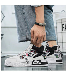 Men's High Top Sneakers Fashion Leather Casual Ankle Boots  for Men Lace Up