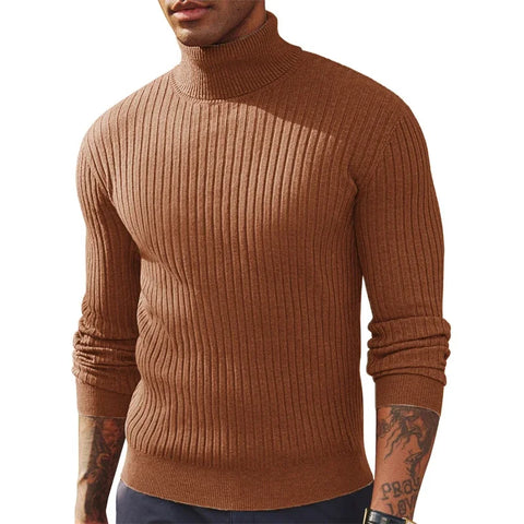 Autumn Men's Slim Fit Long Sleeve Turtleneck Sweater Casual Knitted Pullove Winter Top