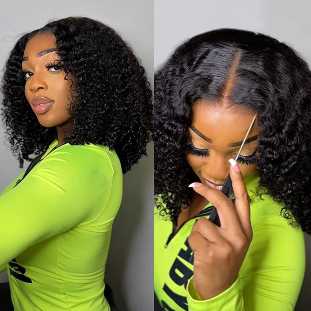 Jerry Curly Lace Front Short Bob Glueless Wigs Human Hair 4x4 Closure Wigs Pre Cut Lace Ready to Wear 13x4 Front Wigs For Women